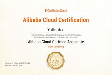 Sertifikat ACA Alibaba Cloud Yulianto