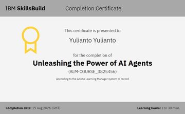 Sertifikat IBM AI Agents Yulianto