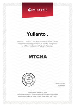 Sertifikat MTCNA Yulianto