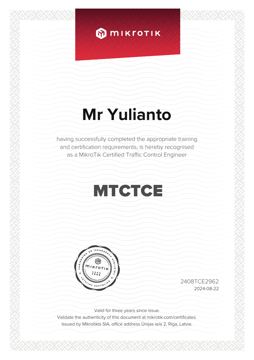 Sertifikat MTCTCE Yulianto